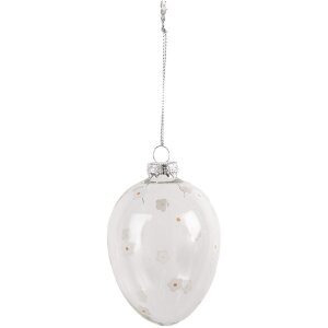 Clayre & Eef 6GL4463 Pendentif de Pâques Oeuf 7x10 cm Transparent Verre