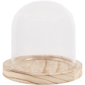 Clayre & Eef 6GL4479 Cloche en verre imitation bois...