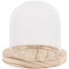 Clayre & Eef 6GL4479 Cloche en verre imitation bois Ø 13x11 cm