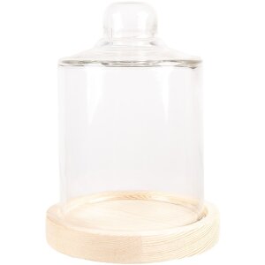 Clayre & Eef 6GL4483 Cloche en verre Fond en bois...