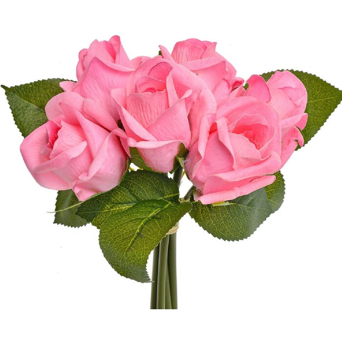 Clayre & Eef 6PL0238 Bouquet de fleurs artificielles avec 6 roses roses 16x16x24 cm