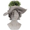 Clayre & Eef 6PR4979 Pot de fleurs femme avec chapeau gris 27x23x26 cm