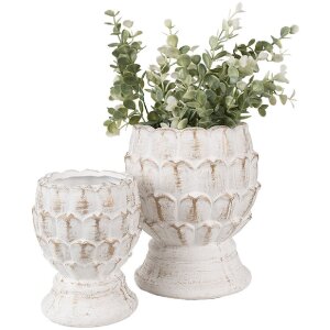 Clayre & Eef 6TE0510S Pot de fleurs blanc Ø 11x13 cm