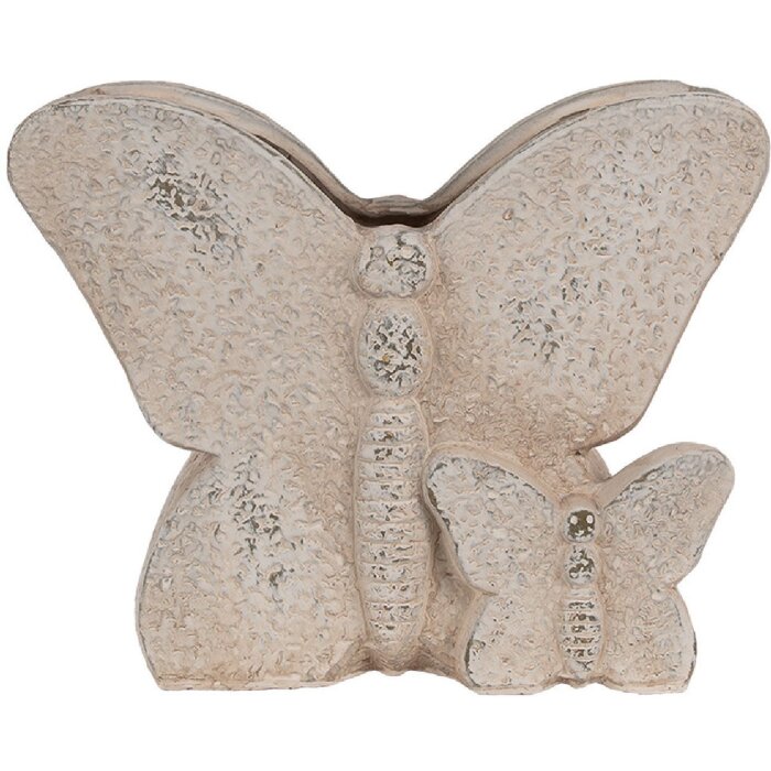 Clayre & Eef 6TE0514 Pot de fleurs papillon beige 24x10x19 cm