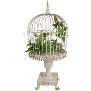 Clayre & Eef 6Y5591 Décoration Cage à oiseaux Fer antique Beige Ø 33x69 cm