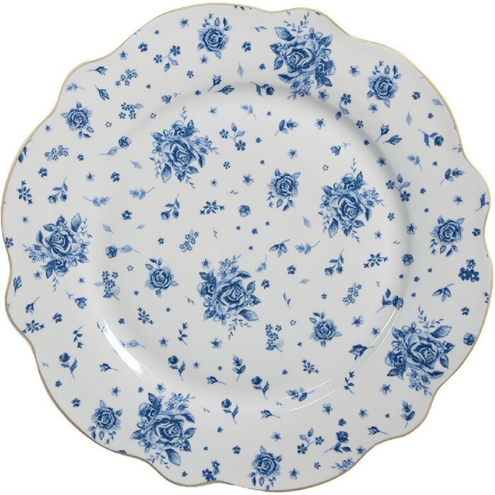 Clayre & Eef BRBFP Grande assiette Ø 27x2 cm Blanc Bleu Porcelaine