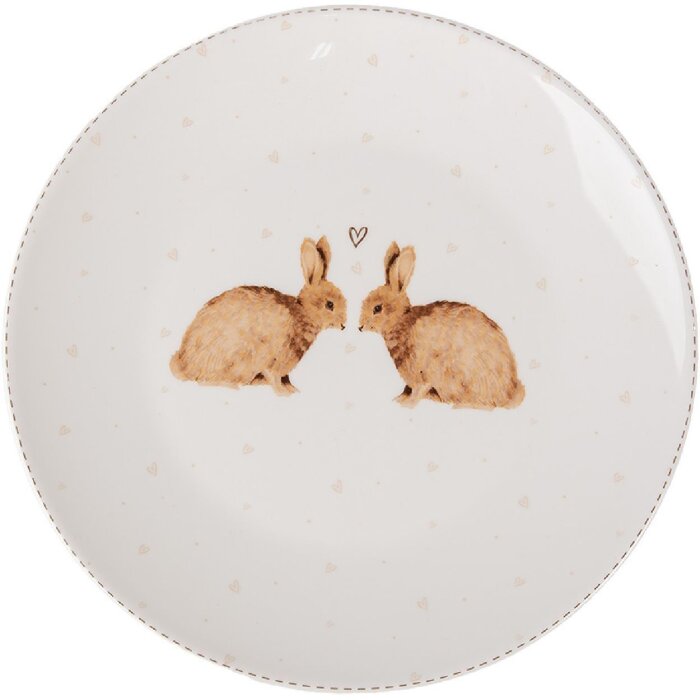 Clayre & Eef BSLCDP Petite assiette Blanc Marron Ø 20x2 cm Porcelaine