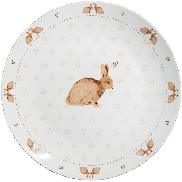 Clayre & Eef BSLCFP Grande assiette Blanc Marron Ø 26x2 cm Porcelaine