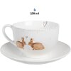 Clayre & Eef BSLCKS Tasse à café avec soucoupe Blanc Marron 12x9x6 cm 250 ml