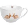 Clayre & Eef BSLCKS Tasse à café avec soucoupe Blanc Marron 12x9x6 cm 250 ml