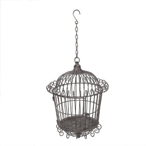 Clayre & Eef 5Y1201 Décoration Cage à oiseaux Marron Gris Ø 36x47/75 cm