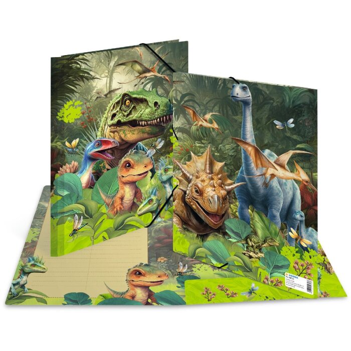 HERMA 19723 Chemise à rabats A4 Carton Le monde des dinosaures