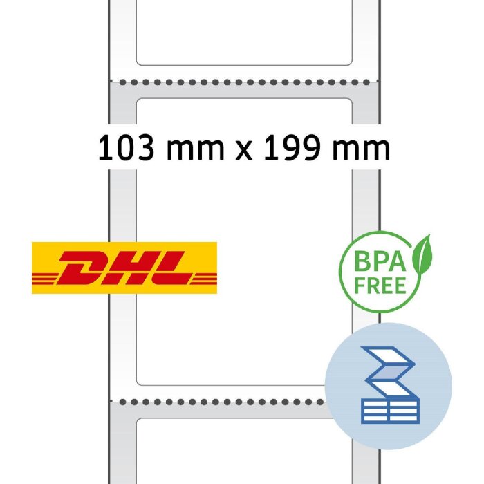 HERMA 58506 Étiquettes dexpédition DHL 103x199 mm Thermique direct 1100 étiquettes/paquet