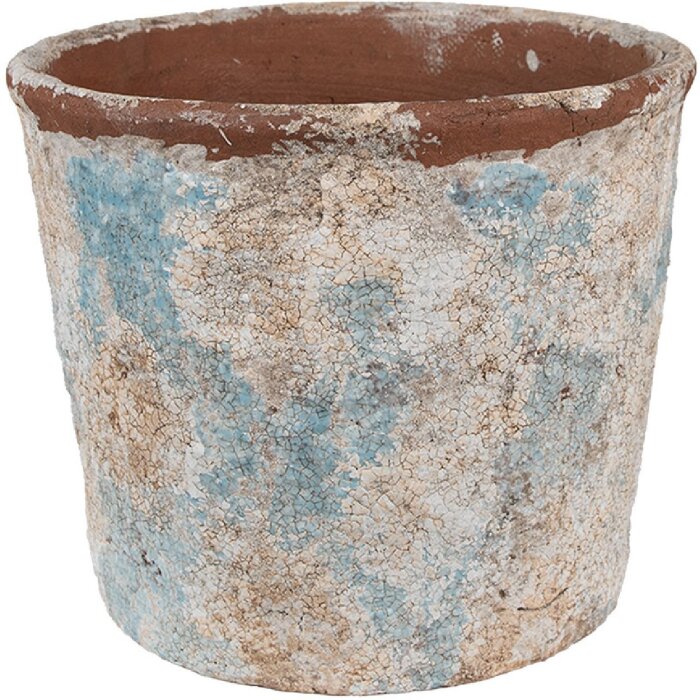 Clayre & Eef 6TE0523L Pot de fleurs Terracotta Beige Bleu Ø 23x20 cm style rustique