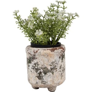 Clayre & Eef 6TE0525S Pot de fleurs Terracotta Beige Vert Ø 9x10 cm style rustique