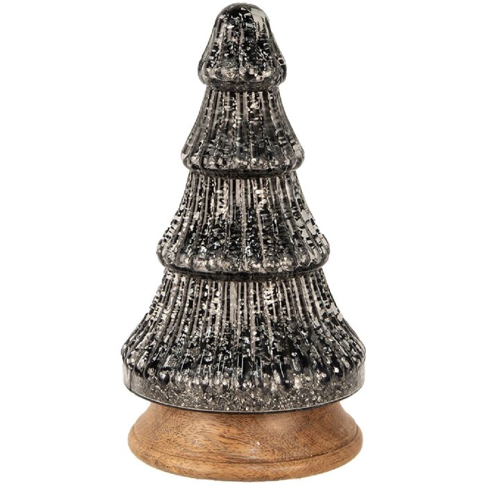 Clayre & Eef 65386 Sapin de Noël argenté noir Ø 13x24 cm