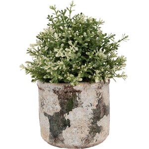 Clayre & Eef 6TE0516L Pot de fleurs Terracotta Beige Vert Ø 17x15 cm style rustique