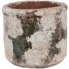 Clayre & Eef 6TE0516L Pot de fleurs Terracotta Beige Vert Ø 17x15 cm style rustique