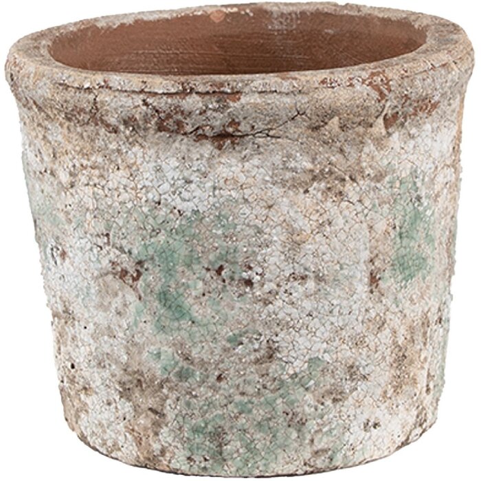 Clayre & Eef 6TE0519S Pot de fleurs Terracotta Beige Bleu Ø 13x11 cm style rustique