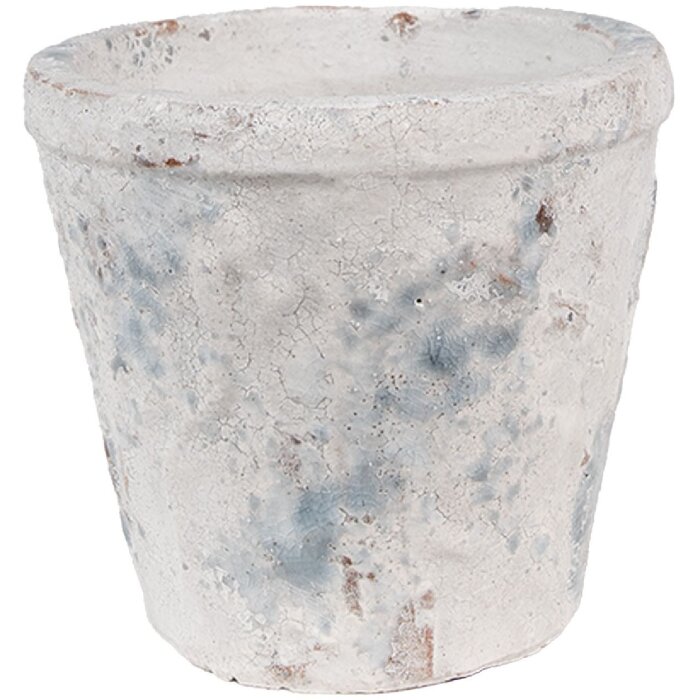 Clayre & Eef 6TE0520M Pot de fleurs terre cuite blanc bleu Ø 12x11 cm style rustique