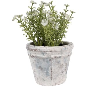 Clayre & Eef 6TE0520S Pot de fleurs terre cuite blanc...