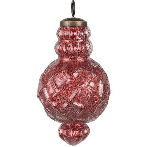 Clayre & Eef 6GL4512 Set 4 boules de Noël en verre rouge 29x18x9cm Ø8x15cm