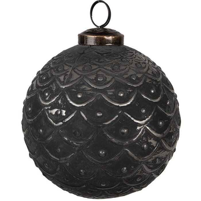 Clayre & Eef 6GL4687 Boule de Noël noire Ø 10x10 cm