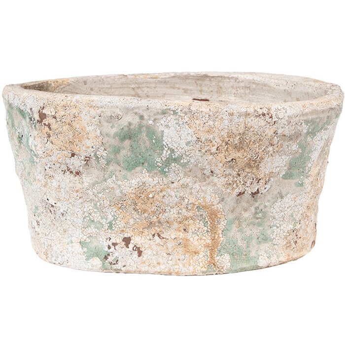 Clayre & Eef 6TE0533M Pot de fleurs Beige Vert 22x13x11 cm