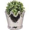 Clayre & Eef 6TE0540M Pot de fleurs terre cuite argent Ø 15x14 cm