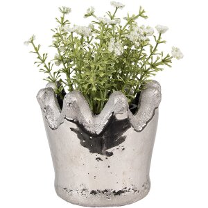 Clayre & Eef 6TE0540S Pot de fleurs argenté Ø 12x10 cm style campagnard