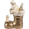 Clayre & Eef 6PR4167 Décoration Père Noël dans une botte dorée 12x7x16 cm