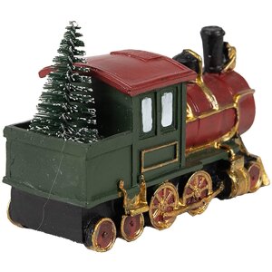 Clayre & Eef 6PR4335 Décoration Locomotive 11x5x7 cm vert rouge or