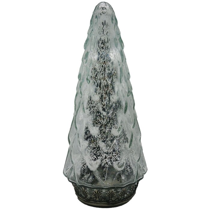 Clayre & Eef Sapin de Noël LED Ø 11x24 cm verre argenté