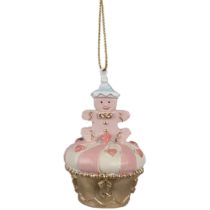 Clayre & Eef 6PR4207 Pendentif biscuit rose doré Ø 5x8 cm