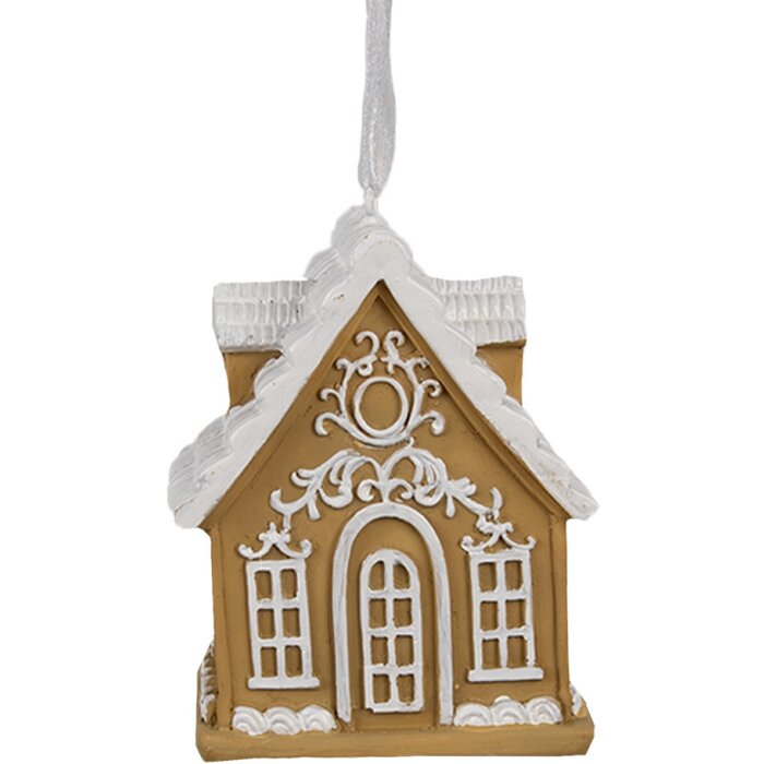 Clayre & Eef 6PR4213 Décoration Pendentif Maison Marron Blanc 6x4x7 cm