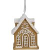 Clayre & Eef 6PR4213 Décoration Pendentif Maison Marron Blanc 6x4x7 cm