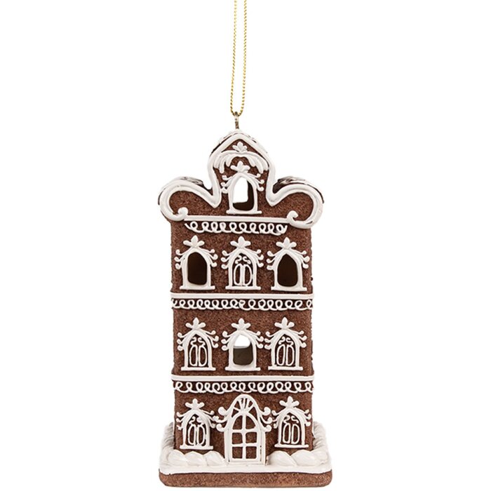 Clayre & Eef 6PR4360 Décoration Pendentif maison en pain dépices avec LED 6x6x12 cm