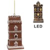 Clayre & Eef 6PR4360 Décoration Pendentif maison en pain dépices avec LED 6x6x12 cm