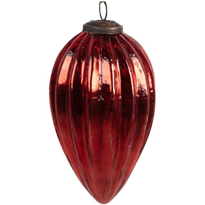 Clayre & Eef 6GL4547L Boule de Noël rouge Ø 9x16 cm