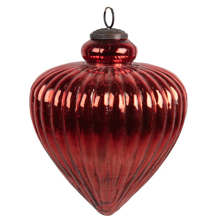 Clayre & Eef 6GL4548L Boule de Noël rouge Ø 13x17 cm