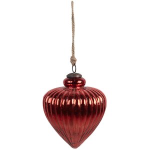 Clayre & Eef 6GL4548L Boule de Noël rouge Ø 13x17 cm