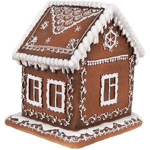 Clayre & Eef 6PR4346 Décoration LED Maison en pain dépices 13x13x15 cm 3xAAA