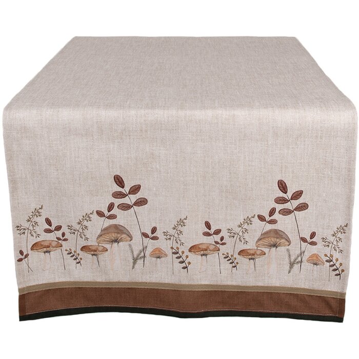 Clayre & Eef LFJ64 Chemin de table Champignons Beige Marron 50x140 cm