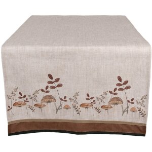 Clayre & Eef LFJ64 Chemin de table Champignons Beige Marron 50x140 cm