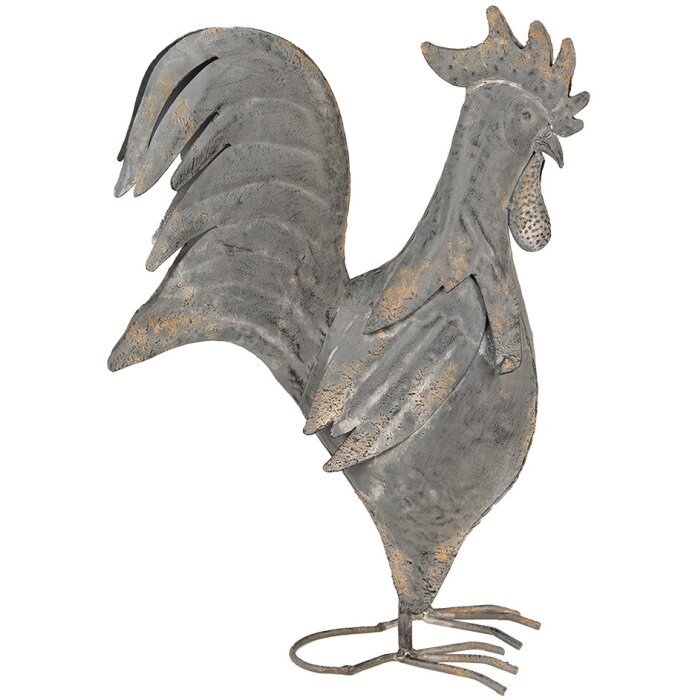 Clayre & Eef 6Y5611 Décoration Coq métal gris 30x14x40 cm