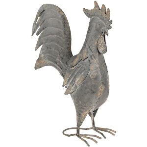 Clayre & Eef 6Y5611 Décoration Coq métal gris 30x14x40 cm