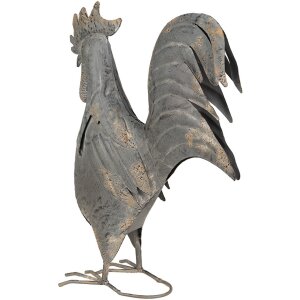 Clayre & Eef 6Y5611 Décoration Coq métal gris 30x14x40 cm