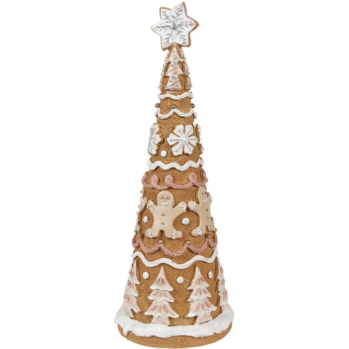 Clayre & Eef 6PR4362 Décoration Sapin de Noël Ø 14x37 cm Brun Blanc