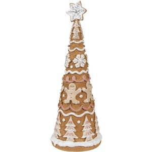 Clayre & Eef 6PR4362 Décoration Sapin de Noël Ø 14x37 cm Brun Blanc