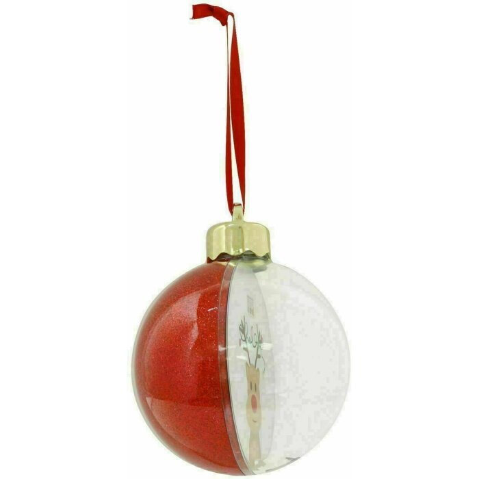 Deknudt S66FJ7 Boule de Noël rouge Peinture scintillante pour incrustation photo